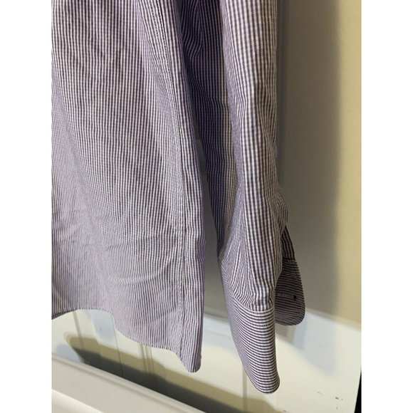 Tattersall London Long Sleeve Cotton Shirt Men’s Sz XL 17 34/35 striped purple - Picture 4 of 8